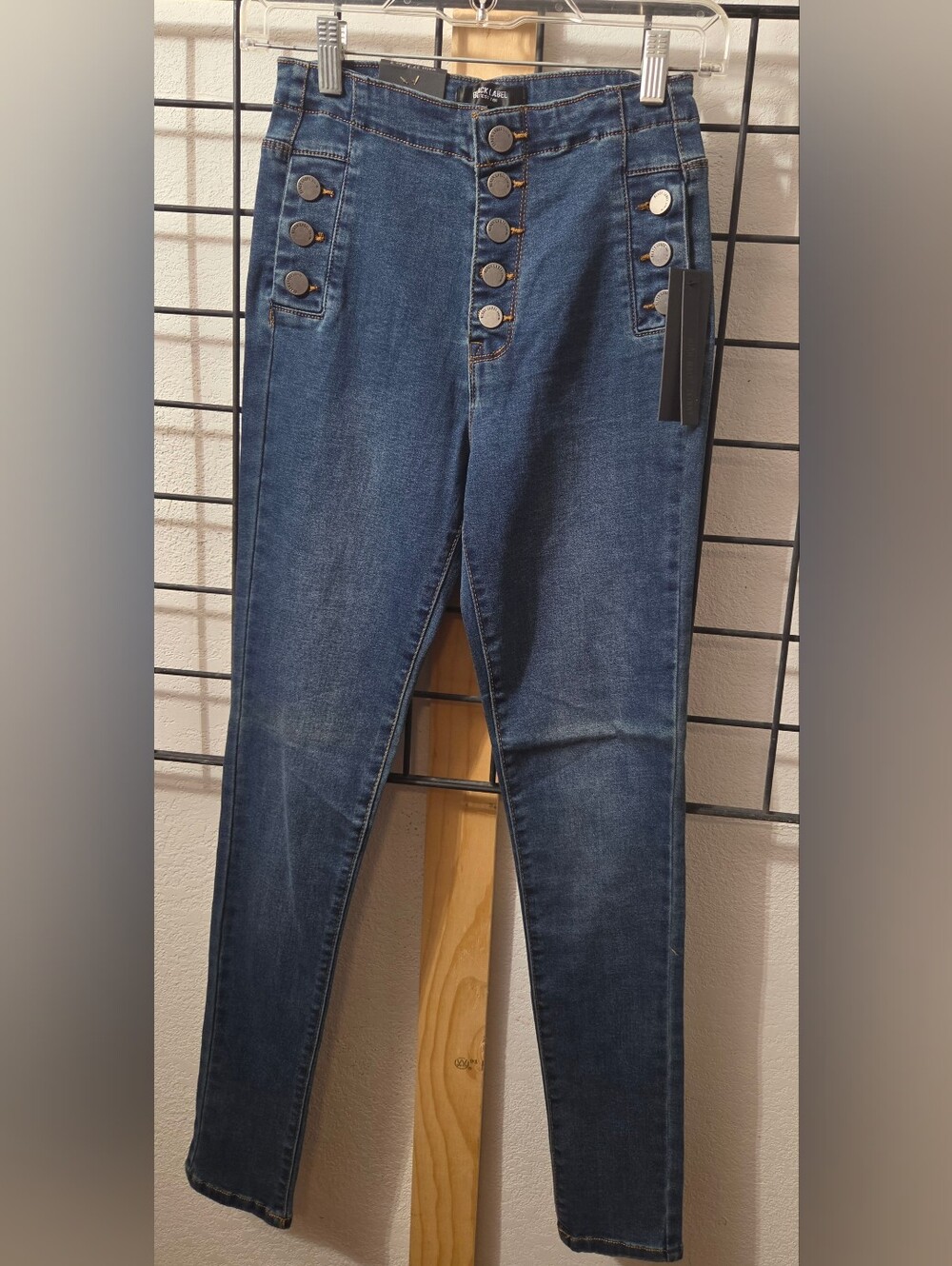 ***Black Label Dark Blue Skinny Jeans with Button Fly